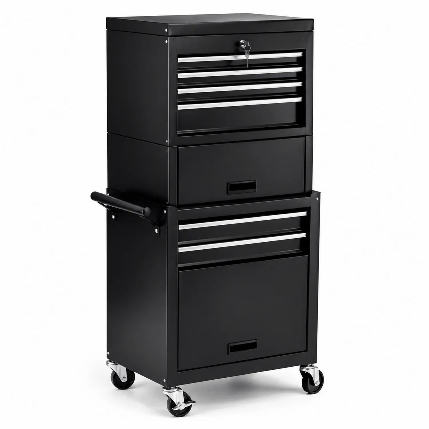 Armoire à tiroirs en métal noir avec roulettes