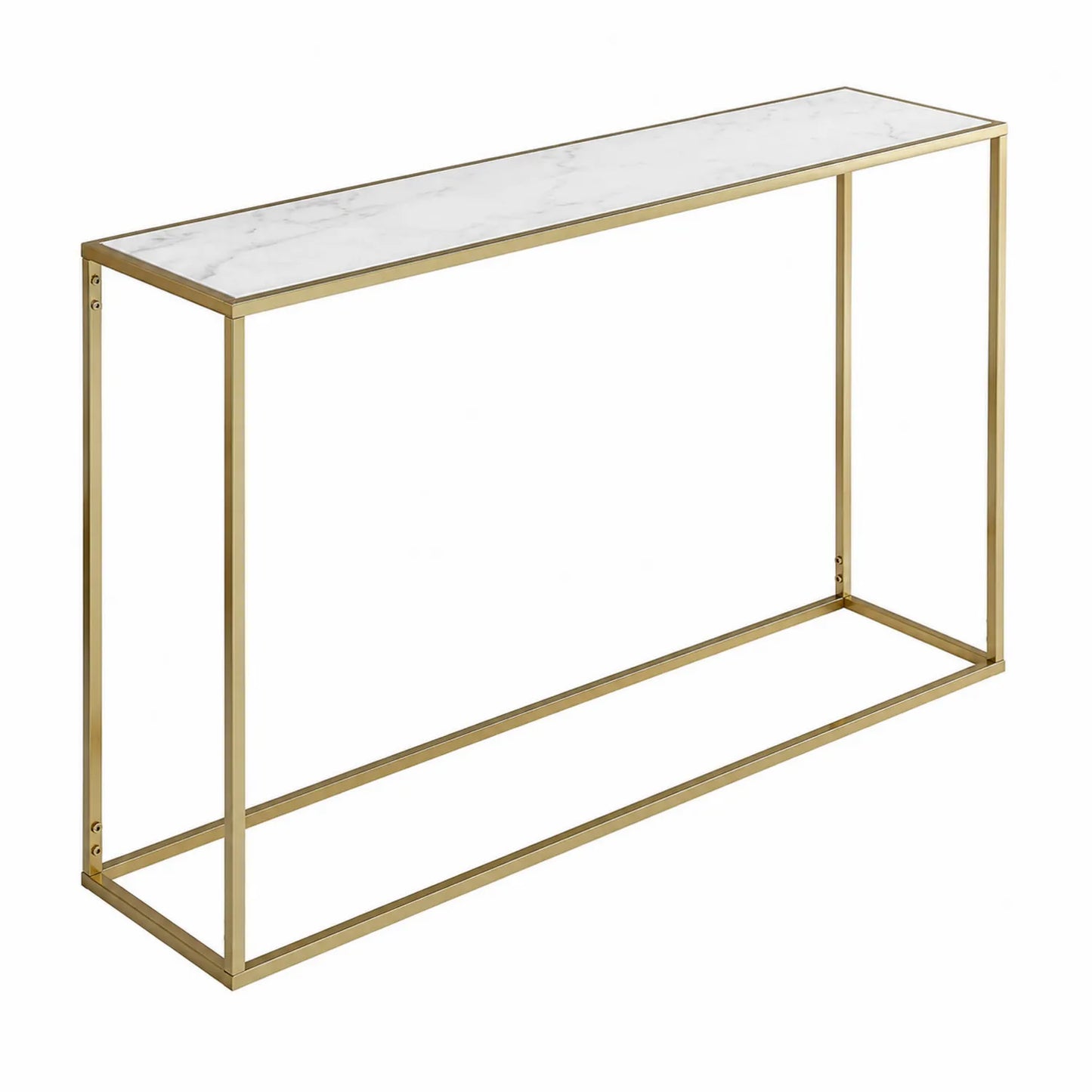 Console en marbre blanc avec structure métallique dorée 120x25x75 cm