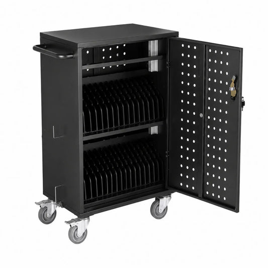 Armoire de Rangement en Métal Noir pour Tablettes avec Roulettes Verrouillables