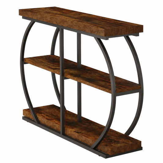 Console en Bois et Métal avec Étagères, 100 cm x 30 cm x 80 cm