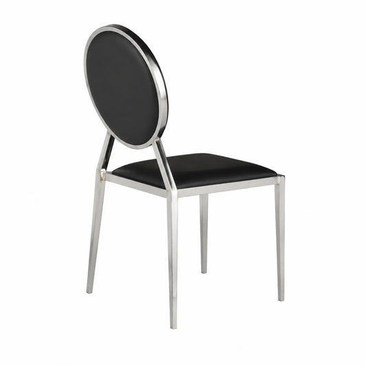 Chaise en métal et similicuir noir