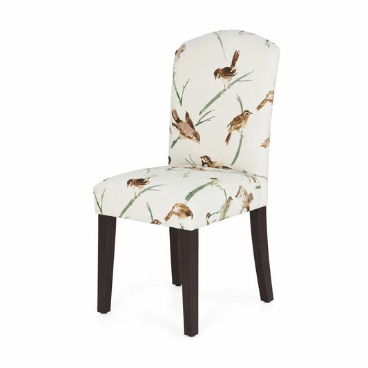 Chaise en Bois avec Revêtement en Polyester Imprimé Oiseaux