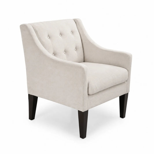Fauteuil en bois et polyester beige