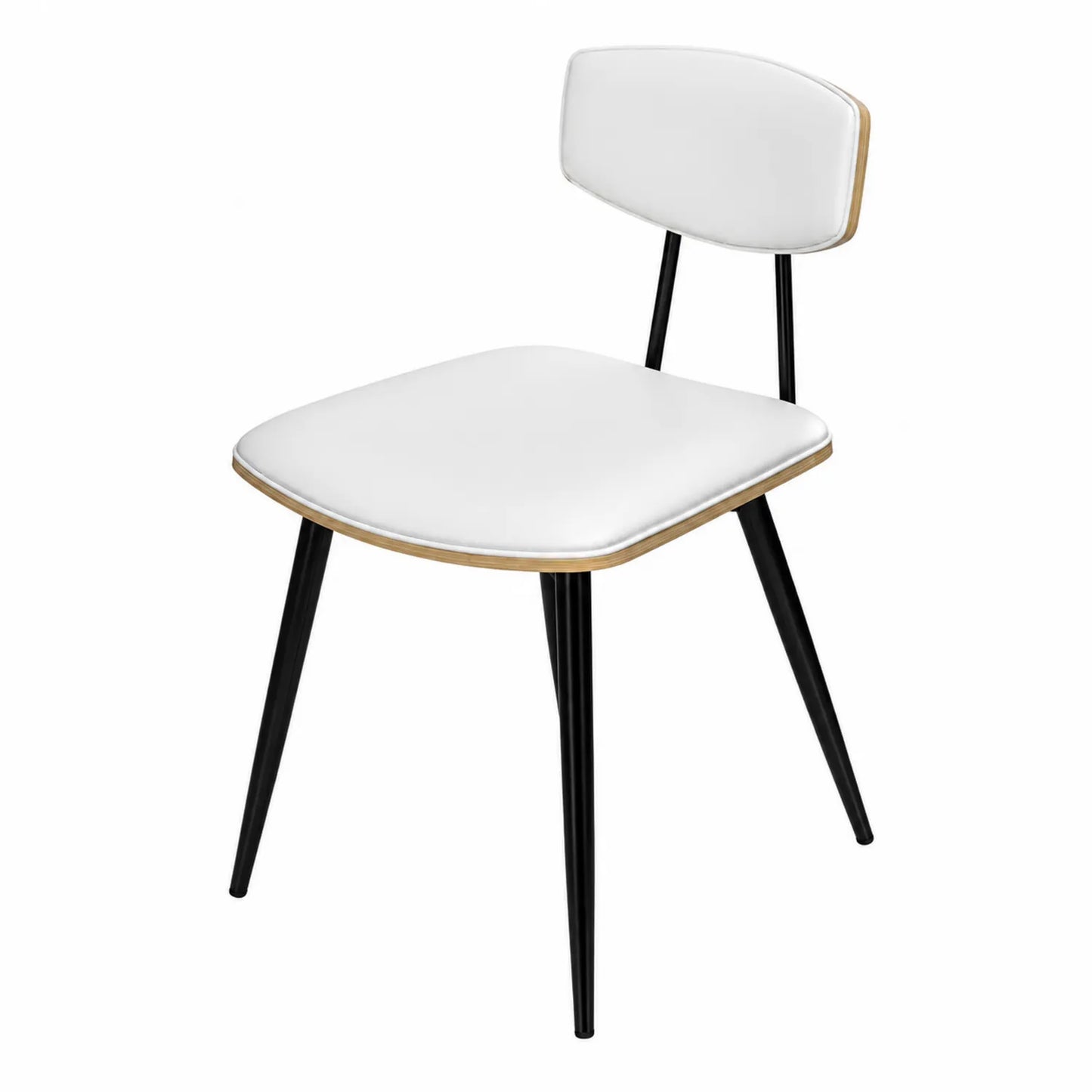 Chaise blanche en cuir synthétique avec pieds en métal