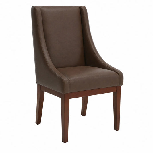 Chaise en Bois avec Revêtement en Cuir Synthétique Marron